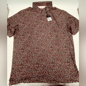 AHead Ember geometric Patterned short sleeve Golf polo Shirt Red, Black, White L